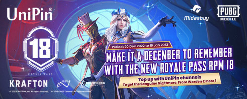 [PUBGM Month 18] Beli Royale Pass Terbaru dan Dapatkan Sanguine Nightmare & Frore Warden Bersama UniPin